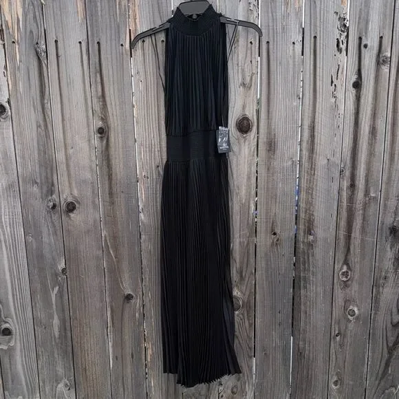 Marina Pleated Midi Dress Black Size 4 - Picture 9 of 13
